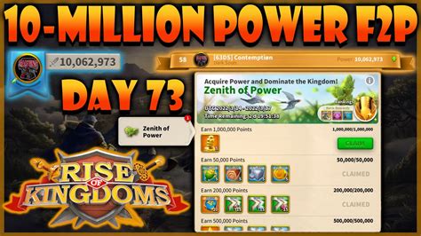 Reaching Million Power As F P In Days Rise Of Kingdoms Youtube