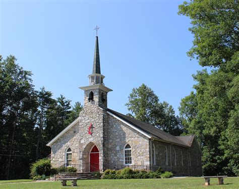 Beautiful Gray Stone Church With Red Door Tuckaleechee United