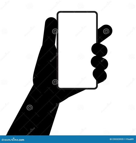 Hand Holds A Smart Phone In The Vertical Position Stock Vector