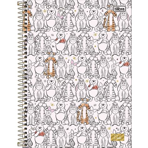 Caderno Espiral Capa Dura Universit Rio Mat Ria Pooh Folhas Capa