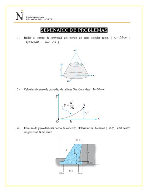 Temario Seminario De Problemas Hallar El Centro De Gravedad Del