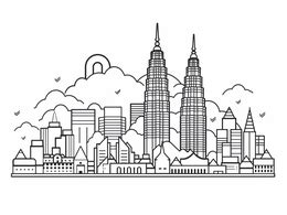 Colorful Exploration Of Malaysia - Coloring Page