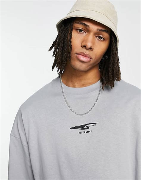 Topman Extreme Oversized T Shirt With Figurative Print In Grey Asos