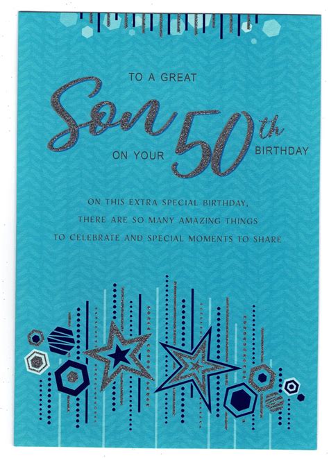 Son 50th Birthday Card 'To A Great Son On Your 50th Birthday' - With ...