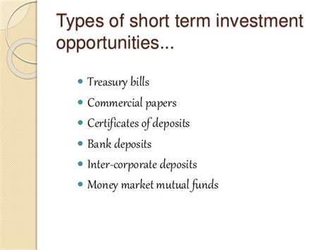 Types Of Short Term Investment Opportunities