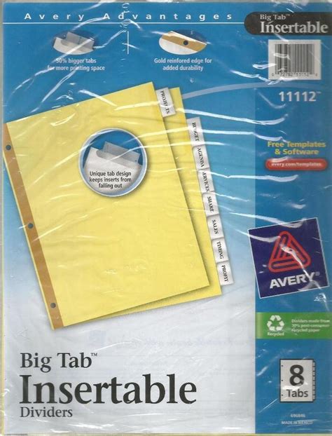 Avery Advantages Big Tab Insertable Dividers 8 Tabs 1 Set 11112