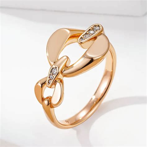 Wbmqda Ungew Hnliche Dicke Kette Zirkon Ring F R Frauen 585 Ros Gold