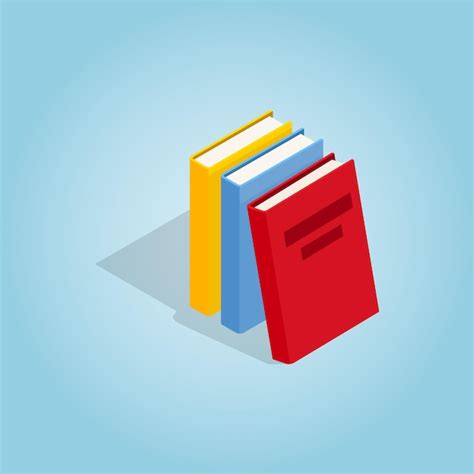 Premium Vector Three Books Icon In Isometric 3d Style On Blue