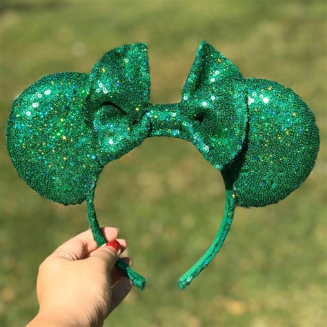 Green Iridescent Sequin Minnie Mouse Ears Etsy Nederland