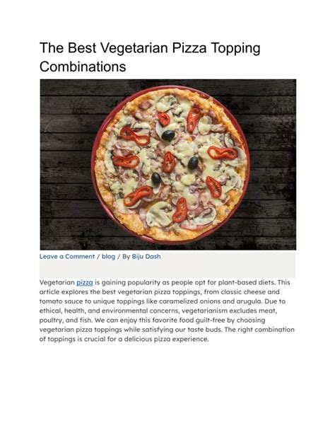 Ppt The Best Vegetarian Pizza Topping Combinations Powerpoint