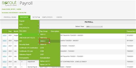 How To Generate The Bir Form 1604 C Sprout Solutions