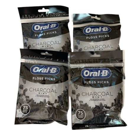 Oral B Charcoal Infused Mint Dental Floss Picks 75 Count Pack Of 8 Ebay