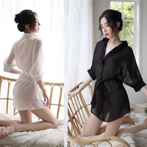 Jual Lingerie Sexy Oversize Lingerie Style Kemeja Wanita Ransparan All