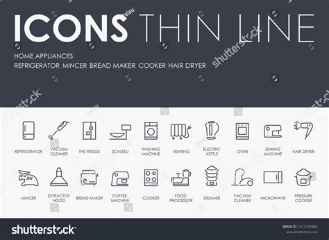 Set Home Appliances Thin Line Vector Stock Vector Royalty Free 1012156882