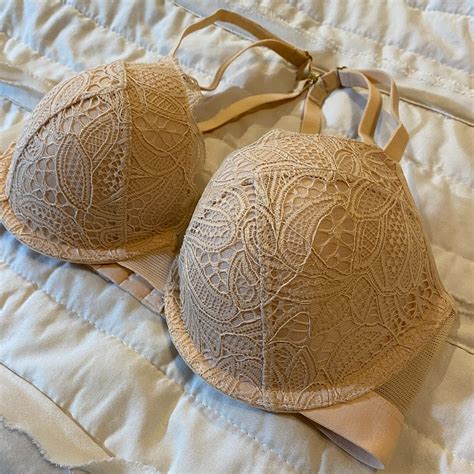 Lively Bra 32D Nude Palm Lace Cups Convertible Straps Gem