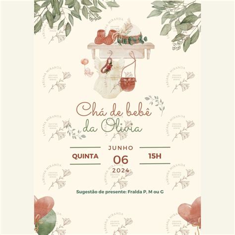 Convite Digital Chá de Bebe Nude Elo7 Produtos Especiais