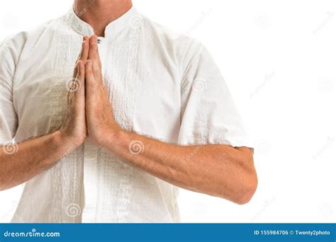 Man Performing Various Yoga Hand Gestures Called `mudras` Stock Photo