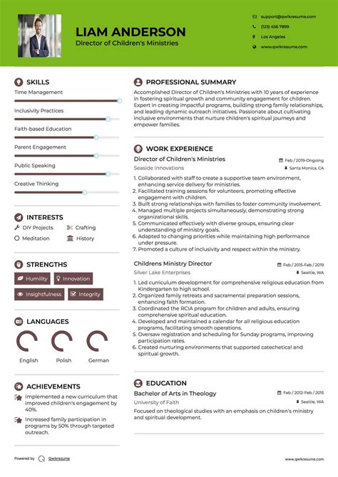10+ Childrens Ministry Director Resume Samples & Templates for 2025