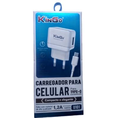 Carregador Para Celular Usb Type C Kingo V Cabo Shopee Brasil