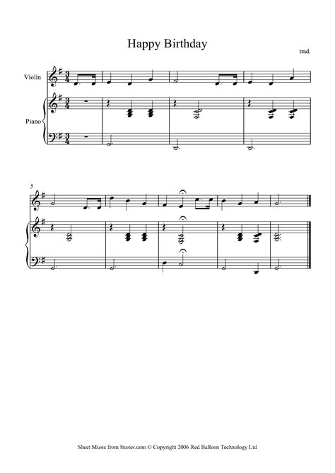 Happy Birthday Violin Sheet Music