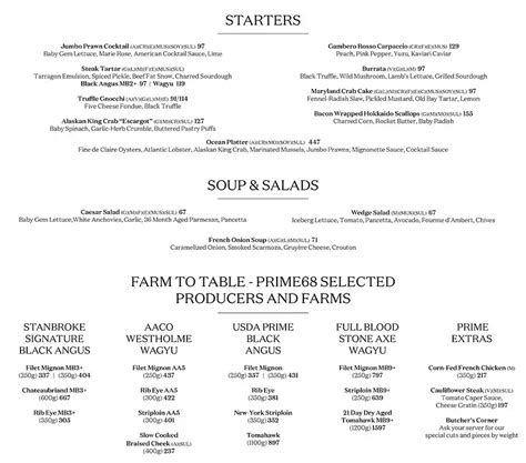 Menu Of Prime68 Jw Marriott Marquis Business Bay Dubai