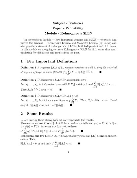 Kolmogorovs SLLN Probability 2 Studocu