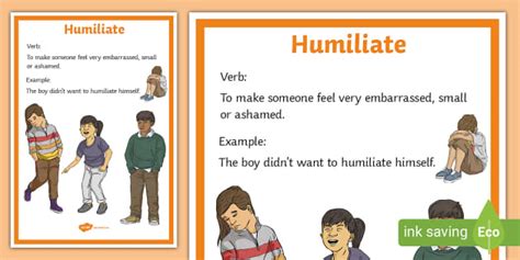 Humiliate Definition Display Poster Hecho Por Educadores