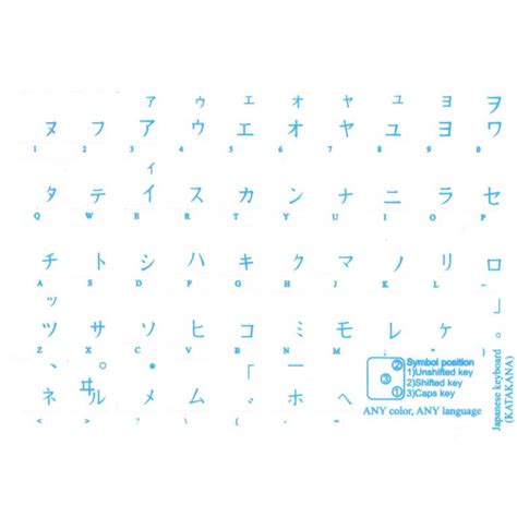 JAPANESE KATAKANA KEYBOARD STICKER TRANSPARENT BLUE LETTERS | Online ...