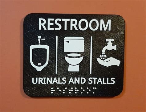 Gender Neutral Bathroom Urinals And Stalls Restroom Sign Etsy