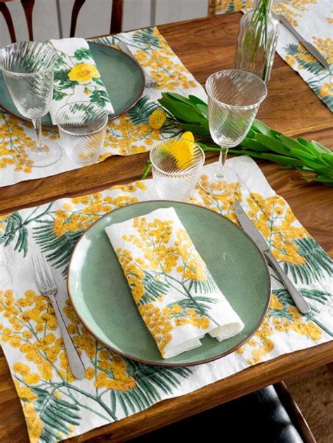 Yellow Flowers Linen Napkins Set Of 6 100 Linen LINOROOM