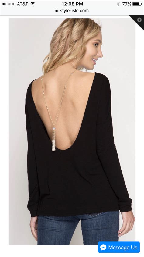 Open Back Long Sleeve Black Top Black Long Sleeve Top Black Tops Tops