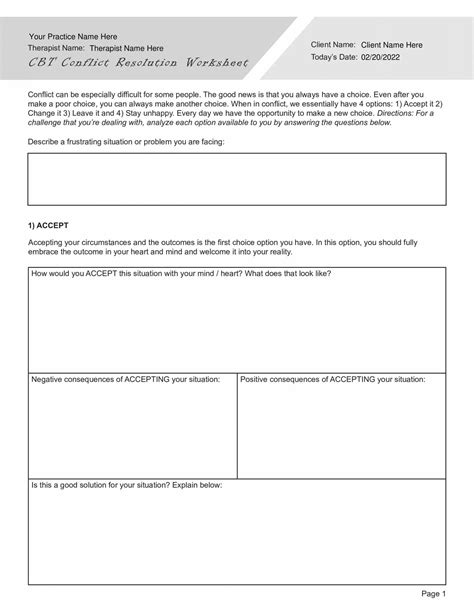 Cbt Conflict Resolution Worksheets - Printable Word Searches