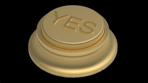 Premium Photo Gold Yes Button Isolated 3d Illustration Golden Render