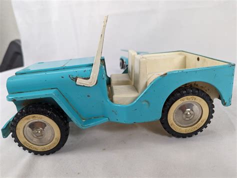 Vintage Tonka Jeep With Boat Trailer Blue 60s Pressed Steel Ebay