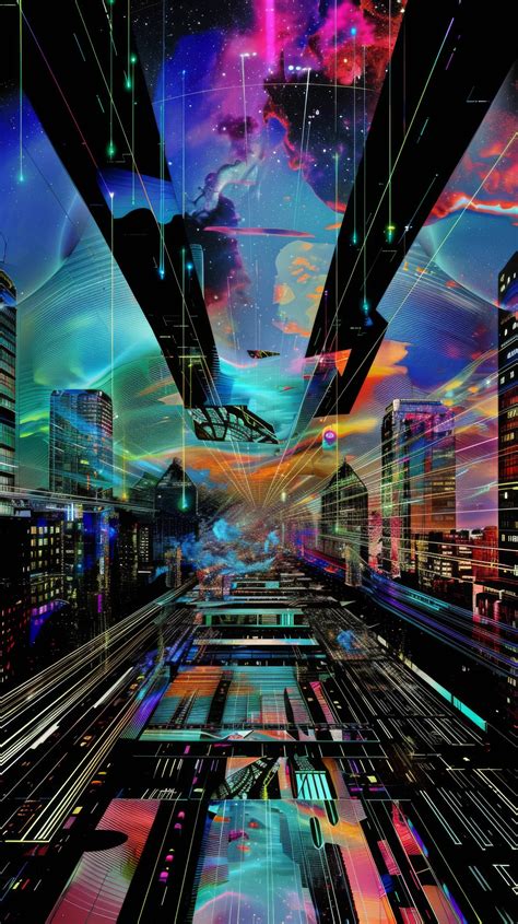 Cyberpunk Cityscape Futuristic City Art Neon City Illustration