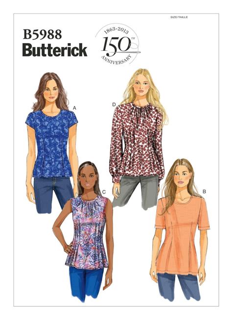 PDB5988 Misses Misses Petite Tucked Tops Butterick Patterns Top