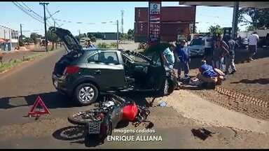 Meio Dia Paraná Foz do Iguaçu Motociclista fica ferido em acidente