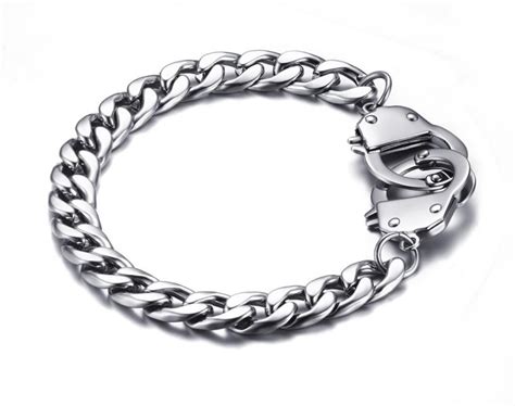 Wholesale Stainless Steel Lock Cuffed Bracelets Online Hand Cuff