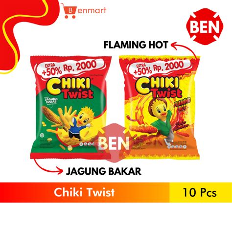 Jual Chiki Twist Jagung Bakar Flaming Hot Pedas 1 Renceng 10 Pcs