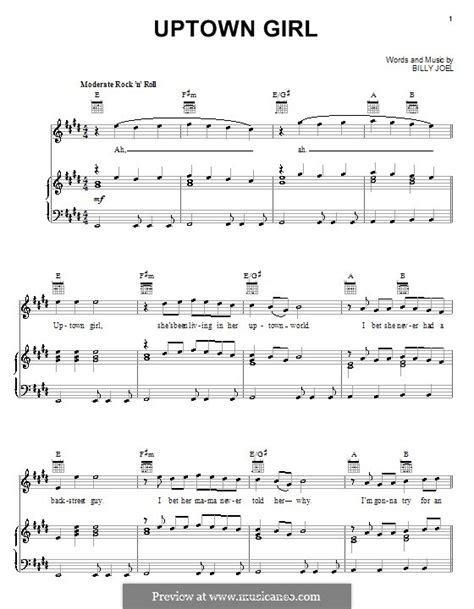 Uptown Girl by B. Joel - sheet music on MusicaNeo