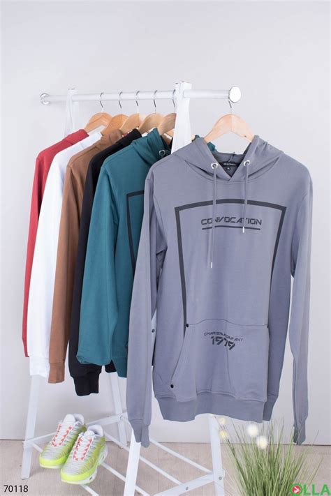 Мужское серое худи с капюшоном цена 359 грн. И-00638-4 купить в ...