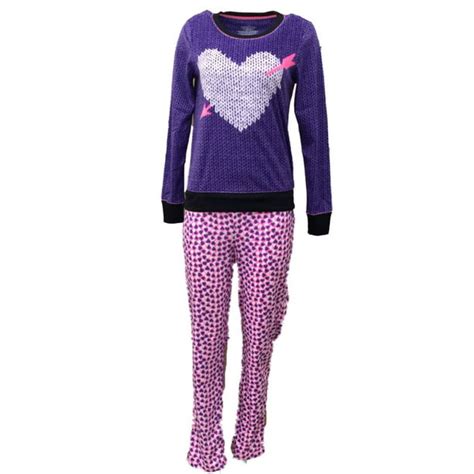 Celestial Dreams Celestial Dreams Womens Purple Heart Pajamas Fleece