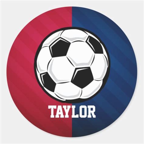 Soccer Ball; Red, White, and Blue Classic Round Sticker | Zazzle