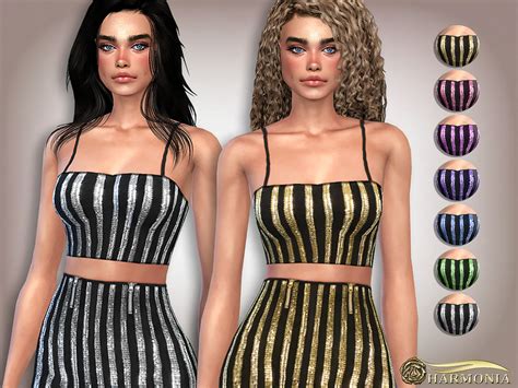 The Sims Resource Sequin Spaghetti Straps Crop Top