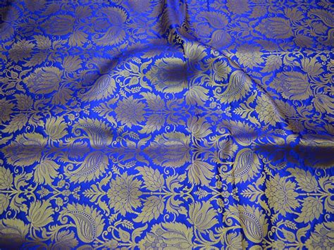 Royal Blue Brocade Fabric Banaras Brocade Fabric By The Yard Etsy