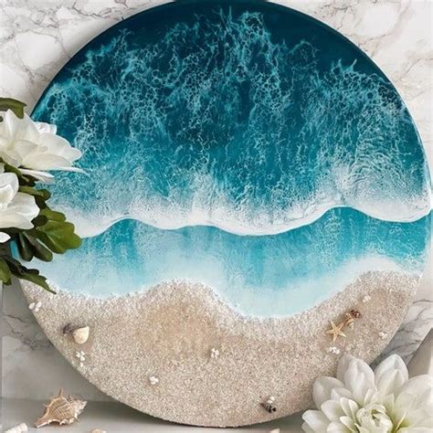 Mint Green Resin Geode Style Wall Art By Lisa Gates With Crystal Quartz