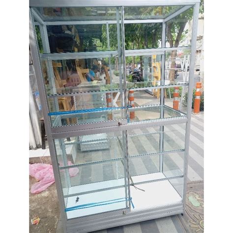 Jual Etalase Kaca 2 Pintu 6 Kolom Etalase Lemari Susun Etalase