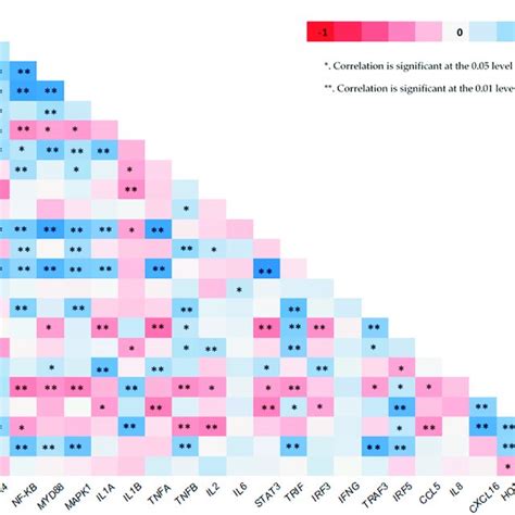 Pearsons Heat Map Correlations Between The Expression Level Of Several