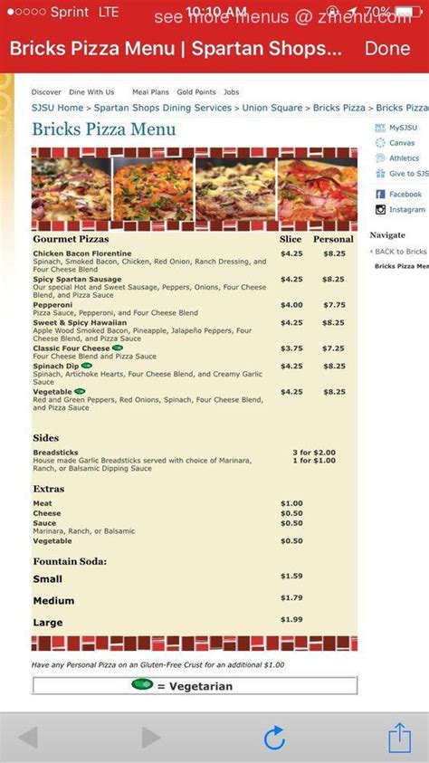 Online Menu of Bricks Pizza Restaurant, San Jose, California, 95112 - Zmenu