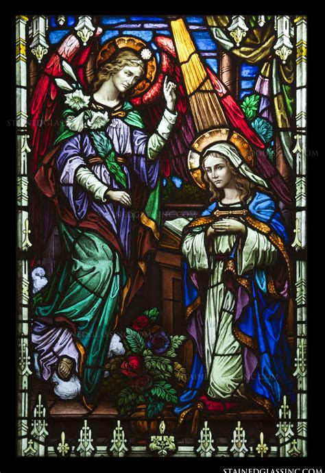 The Representation Of Mary And Gabriel Religious Stained Glass Window